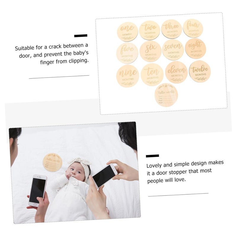 Wooden Milestone Discs For Newborn Photography 13Pcs Monthly Growth Announcement Cards - Image 4
